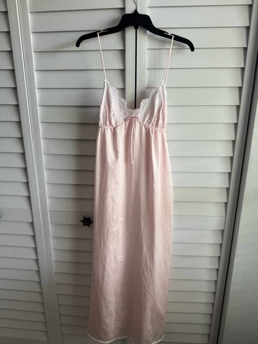 Vintage Miss Dior Pink Satin Lace Slip Dress / Nightgown 90s